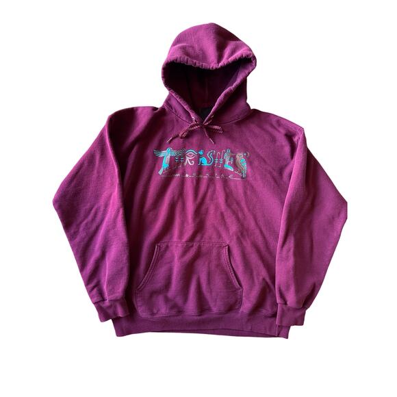 Egyptian Hieroglyphics Text Thrasher Magazine M Maroon Skater Hoodie - Picture 1 of 8